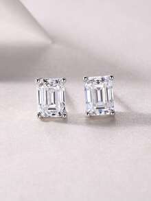 Bông tai bạc 925 đính đá Moissanite dành cho nữ, không gây dị ứng, lấp lánh, quà tặng Ngày Valentine/Đính hôn/Cưới/Sinh nhật, hộp quà sang trọng chống oxy hóa. - Bạc - Xem 4