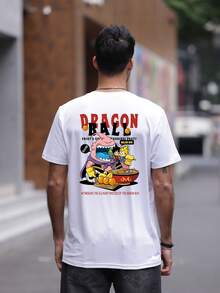 A men's round neck casual short top, elegant and casual, suitable for daily outings, Christmas, regular length, essential for travel - Blanco - Ver 2