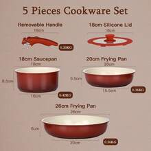 Upgrade Your Kitchen! GIPP Ceramic Non-Stick Cookware Set, Fry, Stew, Boil All-In-One, Easier Cooking!(Red,5PCS,11PCS) - Red - View 8
