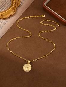 1件24K镀金中东斋月硬币吊坠项链，送给家人和朋友的礼物 - 金黃色 - 查看 5