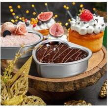 1个心形蛋糕模具，铝制心形蛋糕模具，烘焙模具，固定底蛋糕和甜点烘焙模具，蛋糕模具，厨房用品，烘焙模具 - 彩色 - 查看 5