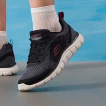 Skechers 男鞋新款透氣運動鞋網面緩震休閒健步鞋 - 黑灰色 - 查看 1