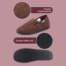 Dunlop - Mens Comfy Memory Foam Slippers With Hard Traction Rubber Sole - Charcoal - View 2