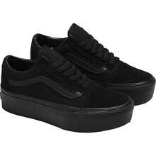 Vans  Women's Old Skool Stackform Shoes - Suede/Canvas Black/Black - View 2
