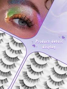 False Eyelashes 10 Pairs Cat Eye-Lashes 3D Faux Mink Lashes,Spiky Wispy Natural Long Faux Mink Lashes Strips Soft & Reusable Makeup Professional Fake Eyelashes - Cat Eye Lashes - View 9