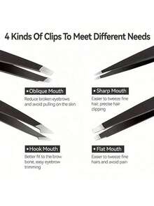 1/4件套精密眉镊套装 - 专业不锈钢眉镊 - 精准去除面部毛发，斜角尖头眉毛修剪器，适用于面部脱毛、毛发修剪、美发、理发用品 - 彩色 - 查看 5