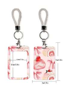 1pc ABS Dessert Series Donut & Cake Roll Pattern Fashion Personalized Cartoon Pull-Push Card Clip Keychain Bag Pendant, Student Wristband Card Clip, Women Student Card Clip, ID Bus Protection Cover, Student Campus Card Protection Cover - Rectangle - View 9