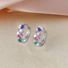 1 Pair 18K Gold Plated Minimalist Copper Alloy Earrings With Zirconia Stones, Suitable For Daily, Work, And Party Wear - earrings - View 7