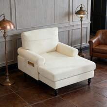Chaise Lounges - Beige + Chenille + 1 Seat - View 1