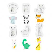 Khuôn làm bánh sô cô la fondant hình động vật hoạt hình bằng nhựa silicon mềm - Màu be - Xem 6
