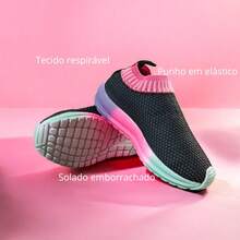 Women's Children's Sneakers Girl Calce Fácil Meia Escolar Sapatênis - Xám - Xem 1