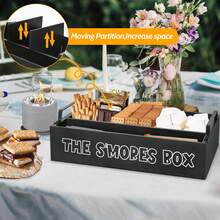 S'Mores Station With Handles, Wooden S'Mores Caddy Bar Holder With 4 Roasting Sticks, Farmhouse Smores Tray For Smores Kit For Fire Pit, Smores Maker Tabletop Indoor Kit For S'Mores Kit - B - View 7