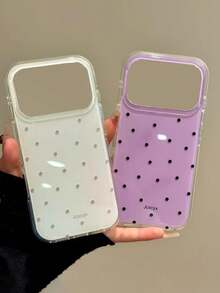 Ốp lưng điện thoại chấm bi đen trắng đơn giản và dễ thương, tương thích với iPhone 17 Pro Max, 16, 15, 14 Plus, 13, 12, 11, 14, 15, 16 Pro Max, bảo vệ mặt sau. - Màu tím - Xem 6