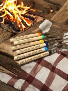 S'mores Sticks For Roasting Marshmallows And Hot Dogs Over The Campfire. BBQ. Cooking Utensil. Personalized Skewer Gift. Camping, Marshmallow Roasting Sticks, S'more Stick, Roasting Stick, Personalized Gift, Expanding Or Expandable Roasting Stick, Hot Dog Stick, Camping, Custom Engraved S'mores Roasting Stick Set - Multicolor - View 6