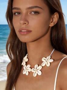 imoli 1 chiếc vòng cổ hoa ngọc trai dệt phong cách Boho mùa xuân/hè dành cho nữ, thích hợp đi biển, dự tiệc, làm quà tặng (Hàng loạt thay đổi, kích thước có thể khác nhau) - Nhiều màu - Xem 5