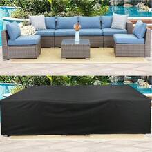 Funda impermeable para muebles de exterior, hecha de tela Oxford, resistente a la lluvia, la nieve, el polvo y los rayos UV, adecuada para muebles de jardín y patio, disponible en negro y plateado, múltiples tamaños para almacenamiento interior y exterior (hogar, oficina, viaje), Día de la Mujer, artículos de viaje, recuerdos de boda, Y2k, dormitorio, accesorios de coche para mujeres, decoración de cocina - Negro - Ver 3