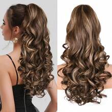 European And American Style Wavy Ponytail Clip-On Hair Extensions, Fluffy Invisible Big Curly Pear Blossom Wavy Ponytail - Multicolor - View 14