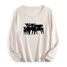 Cute Cow Shirt Gift For Farmers, Animal Lover Gift, Western Country T-Shirt, Cow Lover Sweatshirt, ,Farm Animal Sweatshirt,Farm Love Sweater - 杏色 - 查看 2