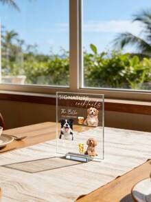 Personalized Custom Signature Cocktail Display Stand Featuring Adorable Dogs​ – Clear Acrylic Tabletop Stand (Approx. 20x15cm) Showcasing 3+ Dog Photos Paired With Signature Cocktails - Multicolor - View 7