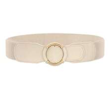 Cintura casual elastica larga 7,5 cm, colore unito, design minimalista, fibbia rotonda alla moda, decorazione di alta qualità per cappotti, cintura in vita elegante e stirabile in stile coreano, la versione larga affina la vita istantaneamente - Multicolore - Visualizzare 16