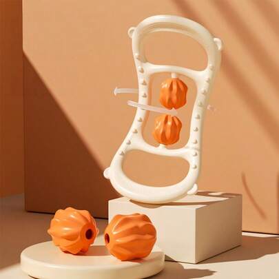 2个带按摩旋钮的瑜伽环，肩背拉伸辅助工具