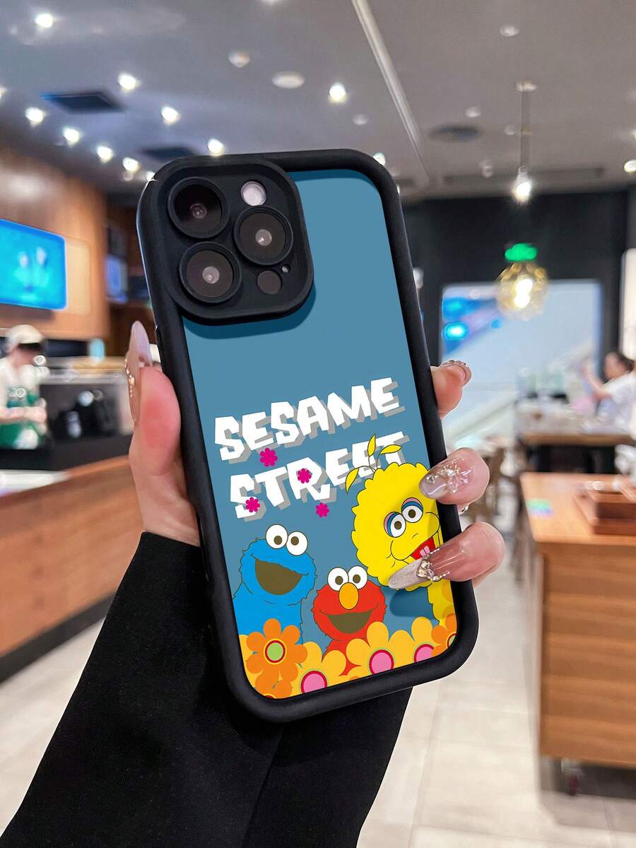 Estuche para teléfono con personajes coloridos de Barrio Sésamo Compatible con estuches para teléfonos 17 16 Pro Max 15 Pro Max 13 y 12 Estuche para teléfono de TPU de cobertura total a prueba de golpes en un solo paquete Impermeable a prueba de caídas y rayones Un gran regalo para familiares, amigos, amantes, novios/novias y para el día de San Valentín - Negro - Ver 1