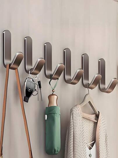 5pcs Strong Adhesive Hook, Metal Hook, Punch-Free, Waterproof Bathroom Wall Hook, Home Use Key, Handbag, Hat, Clothes, Towel Organization Adhesive Hook, Door Back Hook, Suitable For Kitchen, Bathroom, Toilet Wall Hook