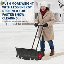 Yiwa 30"/40" Snow Shovel With Wheels, Heavy Duty Carbon Steel Snow Plow, Adjustable Blade Angle & Ergonomic Handle For Driveway And Sidewalk - 39.37"x16.54"(100x42cm) - View 1