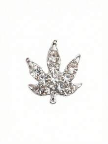 10 Pcs Fall Maple Leaf Nail Charms 3D Alloy Crystal Maple Leaves Nail Rhinestones Luxury Maple Leaf Nail Jewelry Gems Sparkly Nail Gems Nail Art Charms For Women DIY Manicure - Silver - View 3