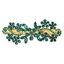 Hermoso clip para el cabello con cristales verdes - Verde/Oro - Ver 2