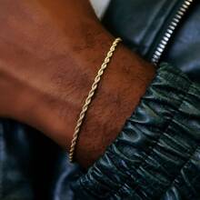 Men's Bracelet Bahian Cord Gold Genuine Stainless Steel - 金色 - 查看 6