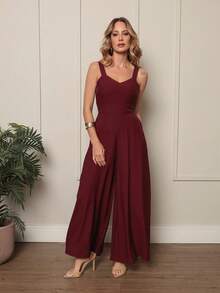Casual Jumpsuit In Super Comfortable Marrant Fabric. - 紅木色 - 查看 4