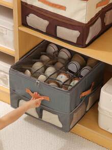 Foldable Fabric Shoe Storage Box, Holds 12-16 Pairs Of Shoes, Large Capacity Fabric Shoe Box With Lid, Adjustable Dividers, Suitable For Wardrobe, Transparent Cover Dust-Proof And Waterproof, Foldable Storage Box, Multi-Purpose Storage Container For Home, School, Dorm, Dust-Proof And Moisture-Proof, Washable, Versatile - Multicolor - View 6