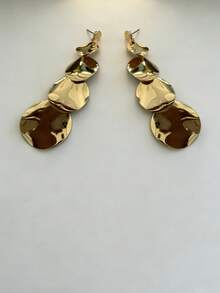 Vintage Gold Multi-Layer Circle Earrings - Chic Dangle Jewelry For Daily & Party - Gold - View 2