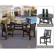 5 Piece Outdoor Dining Table And Chairs Set, Patio Table And Chairs Furniture Set With Umbrella Hole, Outdoor Dining Set For Garden And Backyard - 黑色 - 查看 5