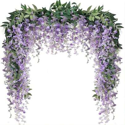 1/60pcs Artificial Wisteria Flower Pendant, Artificial Vine, Silk Wisteria Wreath, Suitable For Wedding Arch, Party Garden, Home Decor, Wedding Decoration, Beautiful Indoor Decor, Home Decoration, Valentine's Day, Birthday Gift, Graduation Gift, Etc.