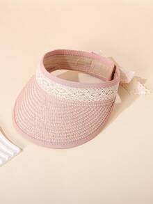 1顶幼儿/女童蕾丝边透气宽檐遮阳帽，夏季户外沙滩帽 - 1PC - 查看 10