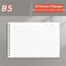 5件套，包括1本螺旋笔记本+4支笔，60页高品质大学标准横格笔记本，120页B5横版翻页笔记本，加厚透明可撕页笔记本 - B5 - 查看 9