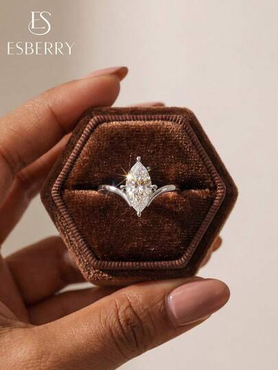 1 pieza Anillo de plata de ley 925 con circonita, joyería de fiesta para mujer, regalo de aniversario para la novia