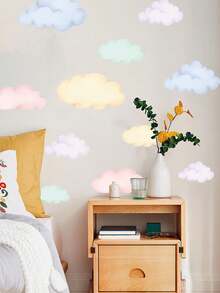 1pc Removable Colorful Cloud Wall Decal Sticker, Suitable For Bedroom, Living Room Decoration - 1PC - View 1