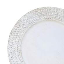 13\ Antique White Leaf Trim Round Charger Plates For Dinner, Table Chargers Plates Bulk, 6Pcs - 葉白 - 查看 3