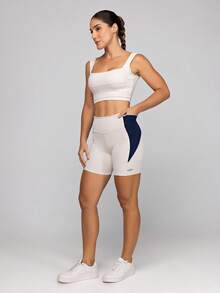 LOT FITNESS Women's Fitness Set: Gym Top With High Support And Shorts With Pockets - Frame - Sand - View 13