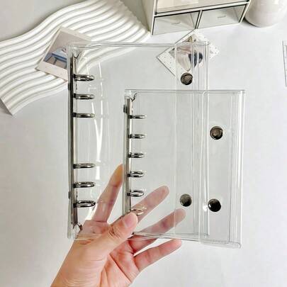 1pc A6/A7 Size Transparent Loose-Leaf Binder, Sticker Album, Double Ring Soft Cover Loose-Leaf Notebook, PP Material Transparent Refill Pages, Reusable Photo Album, Suitable For Kpop Card Collection, DIY Planner, Photo Collection, Schedule Planning, Note-Taking, Practical Stationery For Students And Office Workers, Also Can Be Used As A Sticker Collection Album, Back To School Season