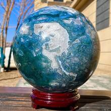 1 quả cầu pha lê mã não rêu quý hiếm tuyệt đẹp, quả cầu thạch anh xanh Geode, bộ sưu tập khoáng vật phong cách Bohemian tuyệt đẹp, quả cầu mã não cỏ nước, đá quý hiếm, trang trí nhà cửa, trang trí nghệ thuật, quà tặng độc đáo cho ngày lễ, món quà hoàn hảo cho Halloween/ - màu xanh lá - Xem 17