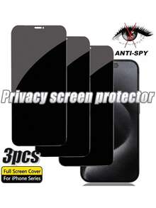 3片装隐私屏幕保护膜，凹槽设计，防刮钢化玻璃，兼容 17 Pro Max/17/16 Pro Max/16/15/14/13/12/11系列，兼容手机壳，易于安装。全屏覆盖，采用9H硬度高品质玻璃制成，兼容手机壳。 - 黑色 - 查看 36