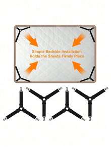 4-Piece Triangle Bed Sheet Fasteners, Anti-Slip Bed Sheet Clips, Universal Grippers For Bed Sheets, Blankets & Sofa Covers - A - View 8