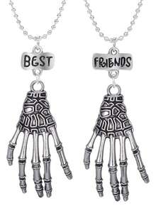 万圣节骷髅手红玫瑰哥特风闺蜜项链复古朋克闺蜜项圈 - 項鍊 - 查看 1