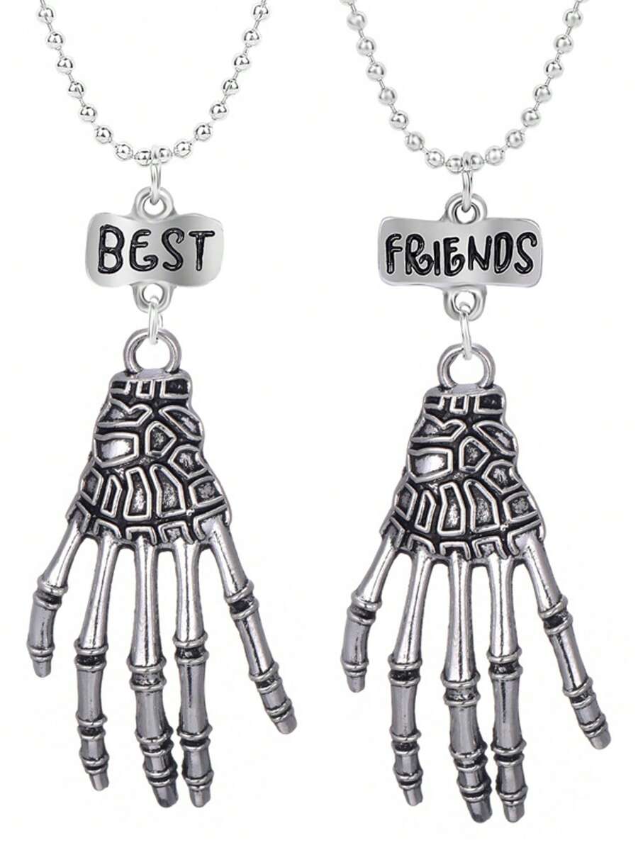 万圣节骷髅手红玫瑰哥特风闺蜜项链复古朋克闺蜜项圈 - 項鍊 - 查看 1