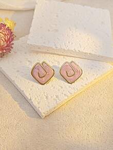 European American Colorful Gold Plated Fashionable Stainless Steel Geometric Round Heart Teardrop-Shaped Earrings For Women New Lightweight Luxury Ear Stud Jewelry For Women Beach Summer Boho Jewelry Cute Earrings For Teen Girls Chunky Jewelry For Women Summer Beach Vacation - Multicolor - View 17