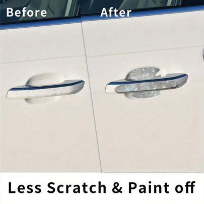 4pcs White Car Exterior Door Handle Protective Cover - Shiny Crystal Sticker! Add A Touch Of Decoration To Your Car! Car Stickers Car Decals Halloween Truck Accessories Car Accessories For Women